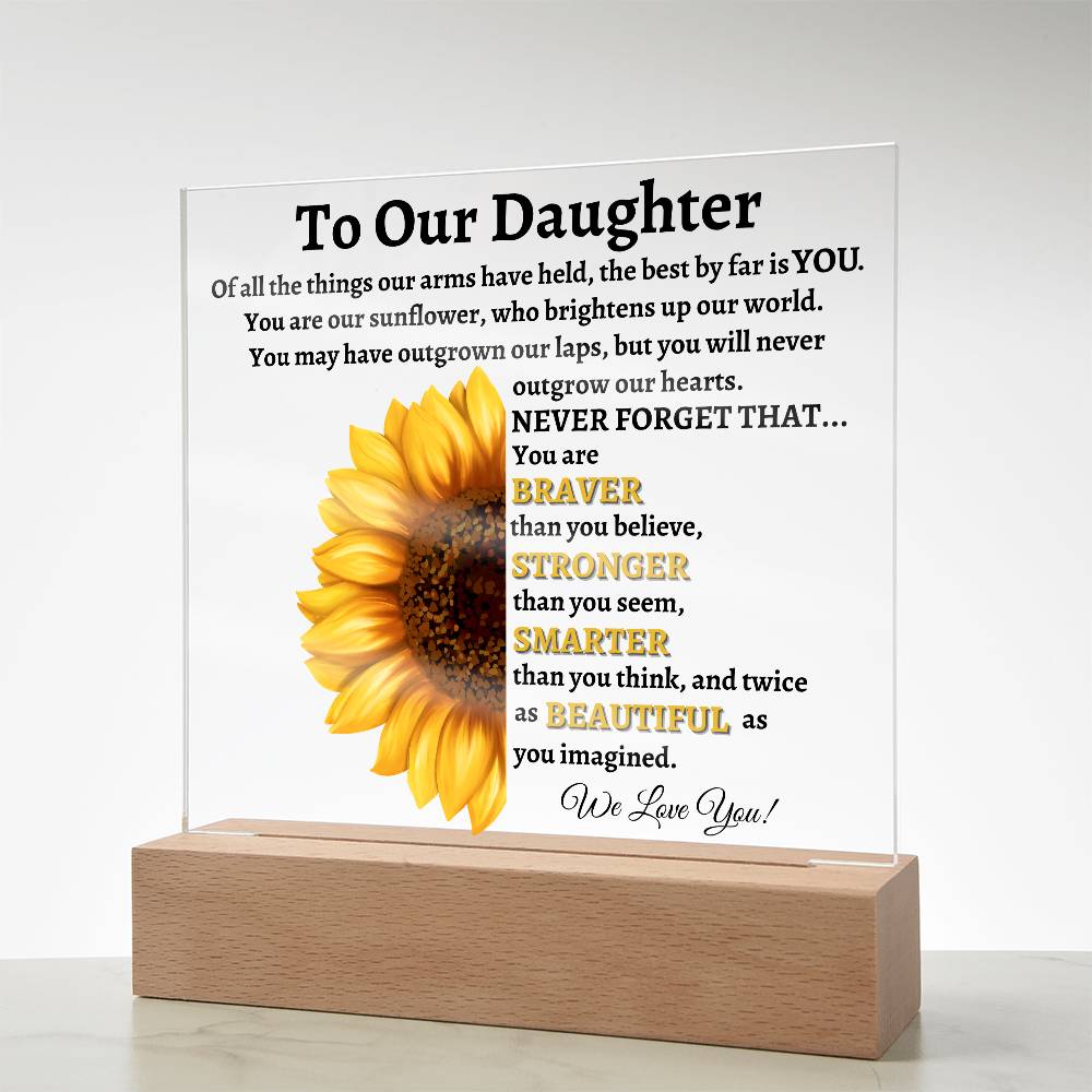 To Our Daughter | We Love You Sunflower Acrylic LED Lamp