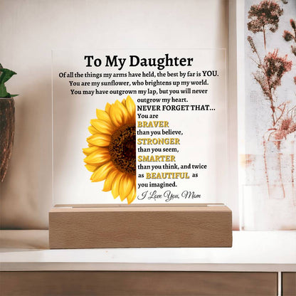 To My Daughter, From Mom | Sunflower Acrylic LED Lamp