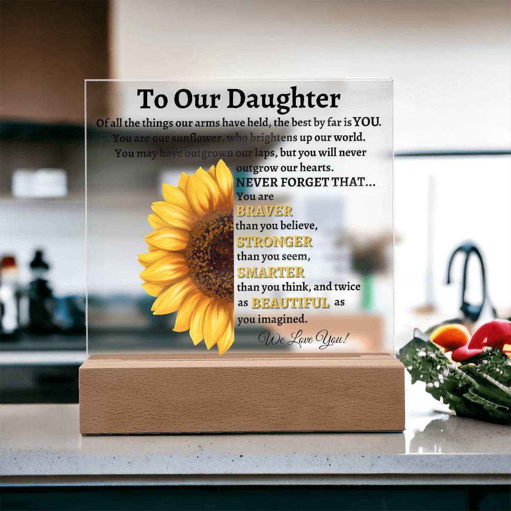 To Our Daughter | We Love You Sunflower Acrylic LED Lamp