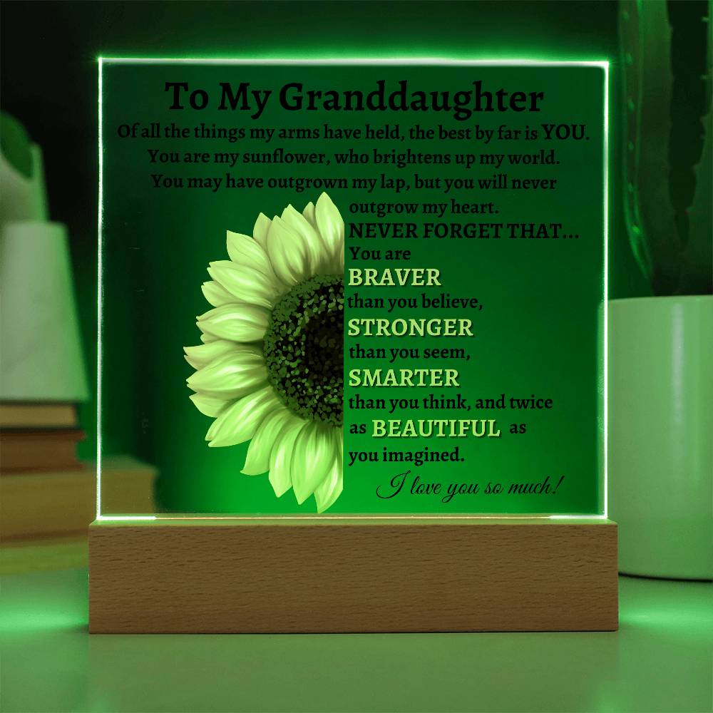 To My Granddaughter | Sunflower Square Acrylic LED Lamp