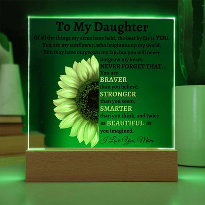 To My Daughter, From Mom | Sunflower Acrylic LED Lamp