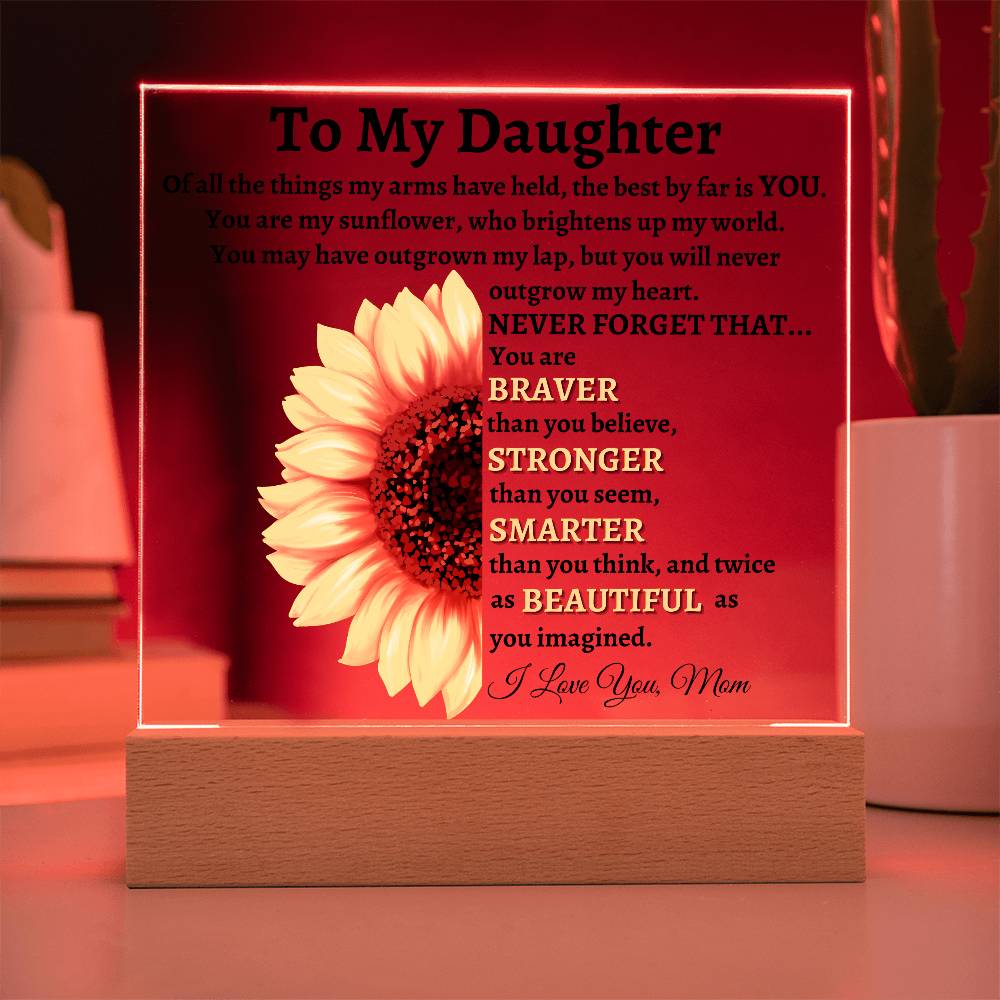 To My Daughter, From Mom | Sunflower Acrylic LED Lamp