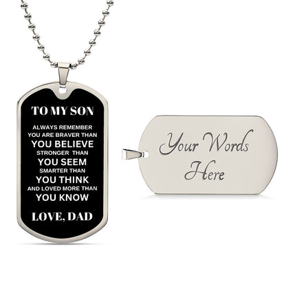To My Son | Always Remember (Dog Tag)