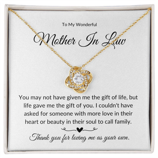 To My Wonderful Mother In Law | Thank you (Love Knot Necklace)