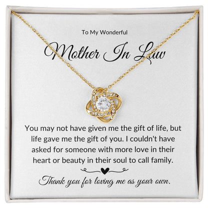 To My Wonderful Mother In Law | Thank you (Love Knot Necklace)