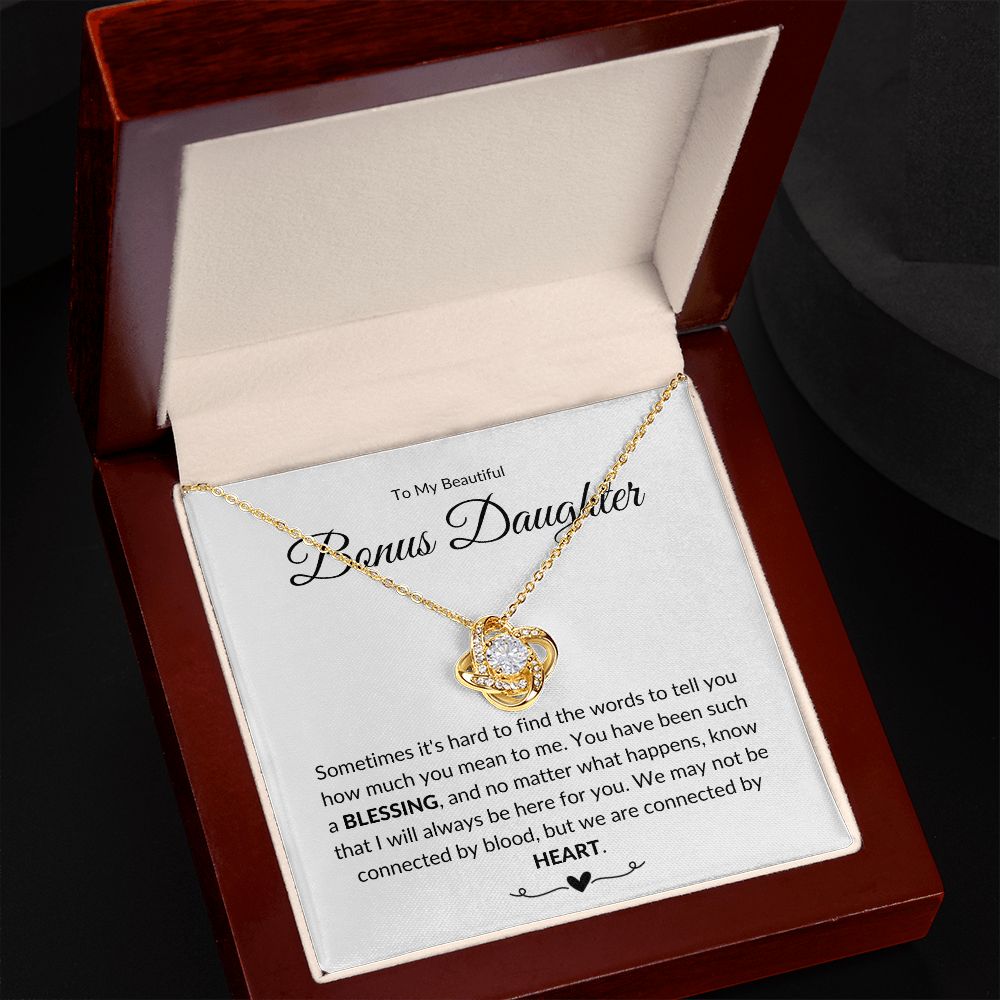 To My Bonus Daughter | Connected By Love (Love Knot Necklace)