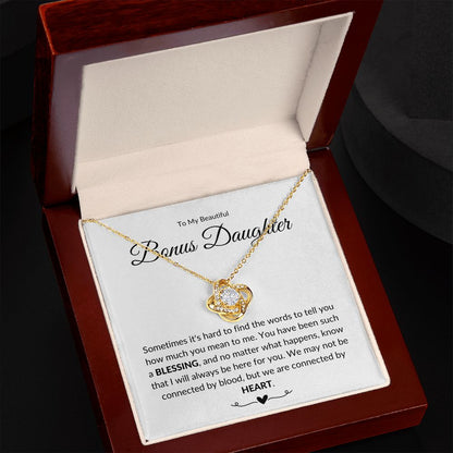 To My Bonus Daughter | Connected By Love (Love Knot Necklace)