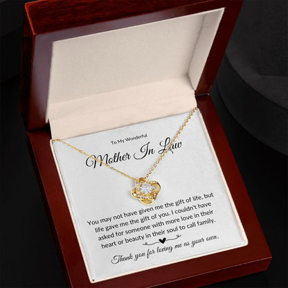 To My Wonderful Mother In Law | Thank you (Love Knot Necklace)