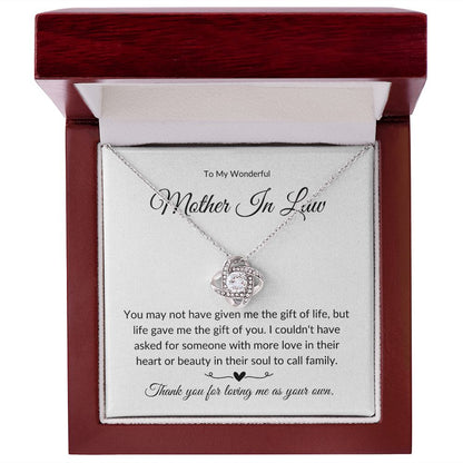 To My Wonderful Mother In Law | Thank you (Love Knot Necklace)